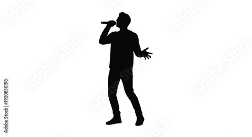 A singer performing with a microphone presented as a silhouette