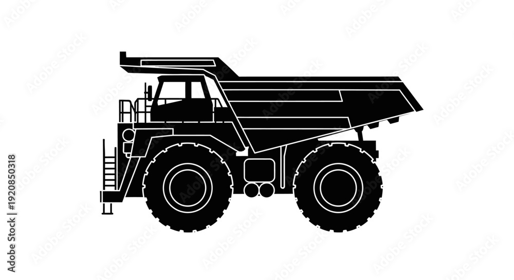 Obraz premium Fuel tanker truck silhouette with hose for refueling.