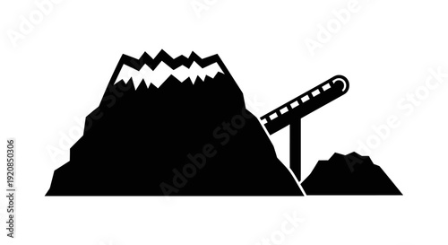 Fuel tanker truck silhouette with hose for refueling.