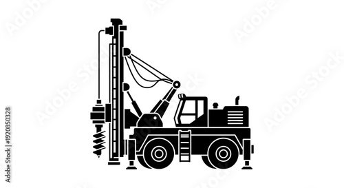 Fuel tanker truck silhouette with hose for refueling.