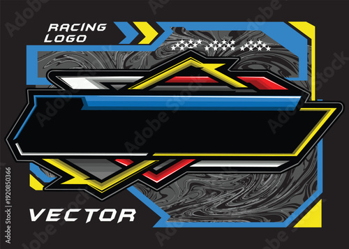 Outline and painted racing logo. Isolated in black background, for t-shirt design, ness purposes.