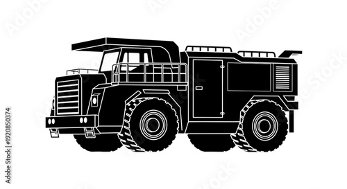Fuel tanker truck silhouette with hose for refueling.