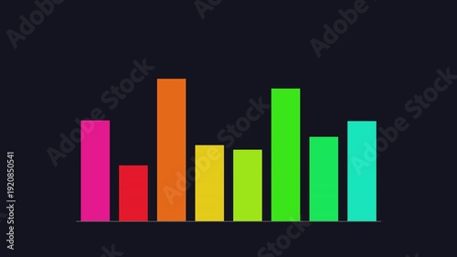 Colorful animated data bar chart business animation