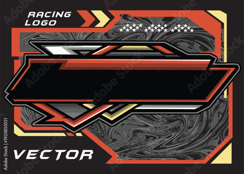 Outline and painted racing logo. Isolated in black background, for t-shirt design, ness purposes.