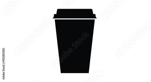 Black coffee cup with lid simple graphic design silhouette