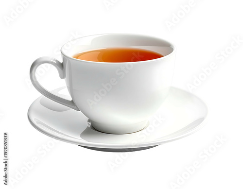Wallpaper Mural Elegant white teacup and saucer filled with hot tea on white background. Torontodigital.ca