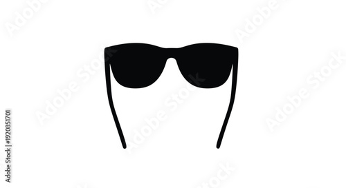 A stark black silhouette of stylish sunglasses on a white background