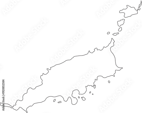 Fernando de Noronha Island Isolated Map Shape Stroke Outline in Brazil South America Editable Transparent Background Vector
