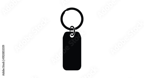 Simple black keychain with a rectangular tag a clean silhouette
