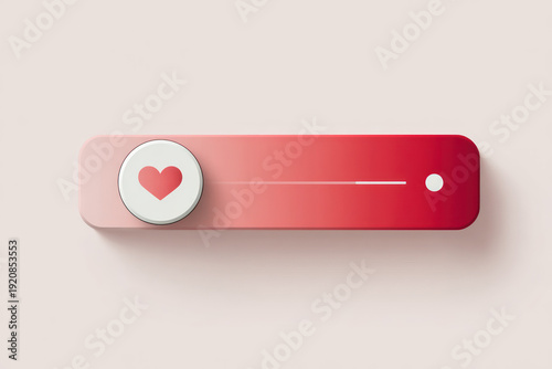Red Heart Button Loading on Gradient Bar