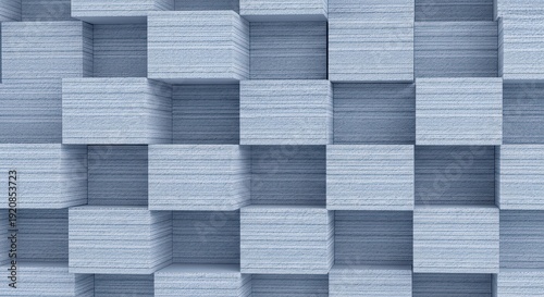 Abstract Blue Layered Geometric Blocks Texture Background
