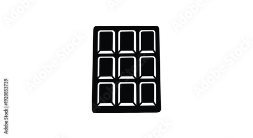 Black chocolate bar with nine squares simple graphic silhouette