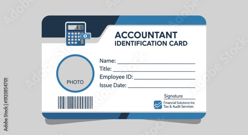 Accountant ID Card Template with Calculator Icon