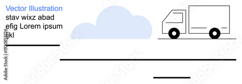 Logistics, transportation, shipping, delivery, freight, business concept. Minimalist truck with cloud icon on a simple background. Logistics and transportation visualization