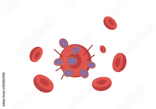 Virus Infection in Bloodstream with Red Blood Cells Illustration