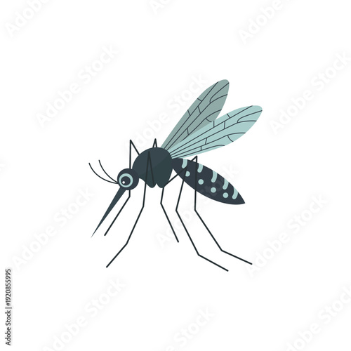 Aedes Mosquito Disease Carrier Concept. Mosquito Insect Vector Flat Design Illustration.