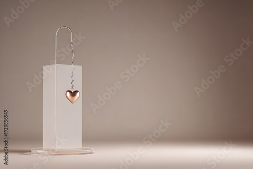White Padlock with Heart Shaped Keyhole on Beige Background