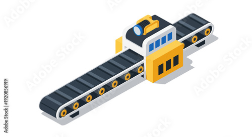 Conveyor Belt System with Control Panel and Yellow Accents.