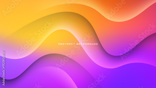 3D purple orange abstract background on bright space with flowing waves effect decoration. Modern graphic design element glowing cutout style concept for web banner, art, flyer, card or brochure cover