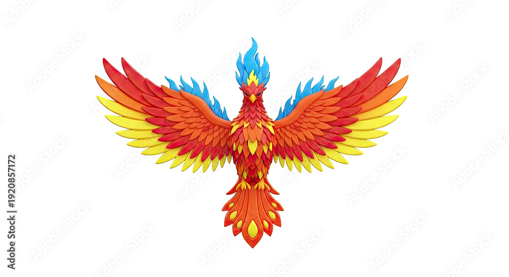 Obraz premium Colorful Phoenix with Fiery Plumage