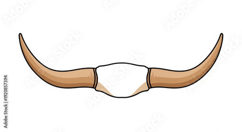 Stylized Longhorn Bull Horns and Skull Illustration