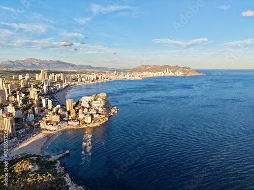 Картината върху платно remotecontrolled aerial imagery displays architectural formations alongside shor