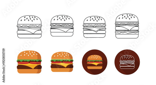 Multiple hamburger icons show outline and color states.