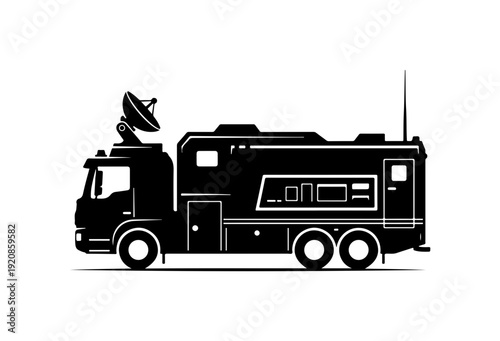 Broadcast Truck Vector Silhouette