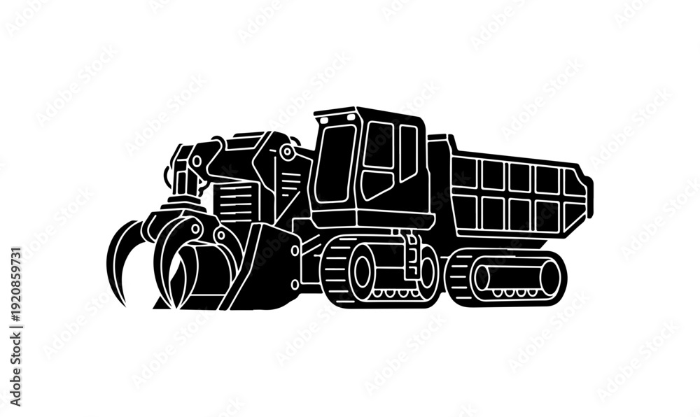 Obraz premium Heavy Construction Tracked Excavator Vector Illustration