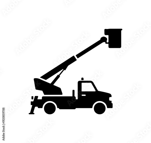 Cherry Picker Truck Silhouette Vector Art