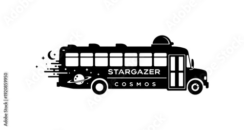 Stargazer Cosmos Bus Vector Illustration