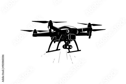 Modern Black Drone Vector Silhouette