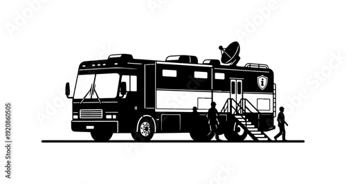 Broadcast News Van Vector Silhouette