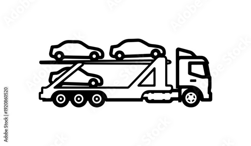 Flatbed Tow Truck with Cars Vector Illustration