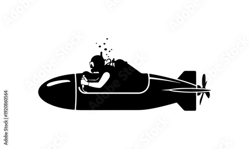 Submarine Silhouette with Diver Explosion