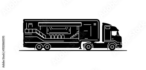 Stage Truck Vector Silhouette Illustration