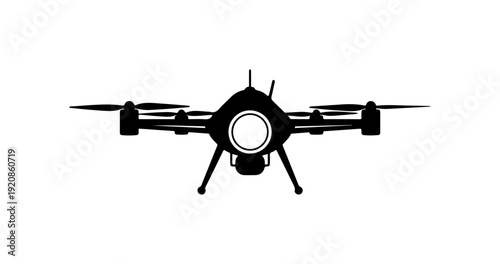 Black Quadcopter Drone Vector Silhouette