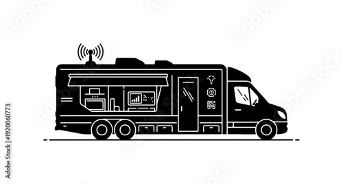 Modern Mobile WiFi Bus Vector Illustration