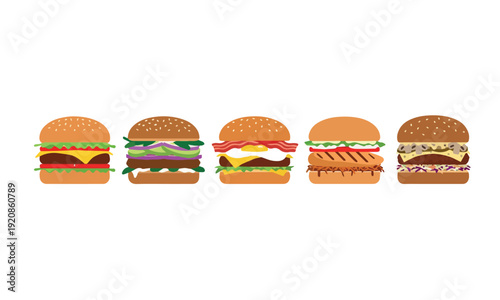 Cheeseburger Variations with Bacon, Lettuce, Tomato and Sauce