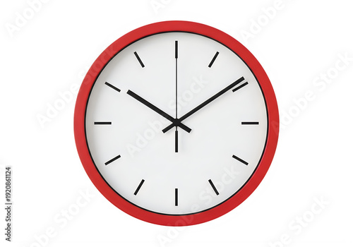A red clock on a white background isolated on transparent background