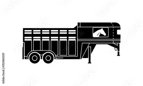 Black Horse Trailer Vector Silhouette