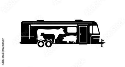 Funny Farm Animals in RV Vector Silhouette