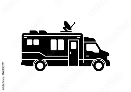 Satellite News Broadcast Vehicle Silhouette Icon