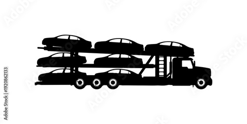 Car Carrier Truck Vector Silhouette