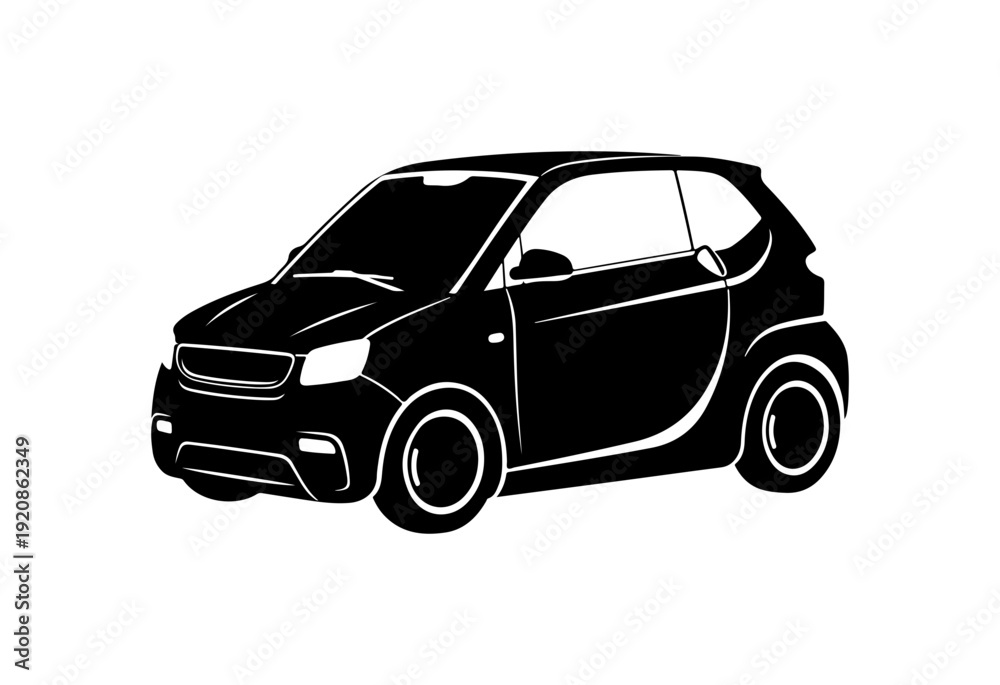 Obraz premium Modern Black Electric City Car Silhouette