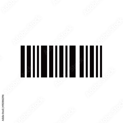 フラットデザイン・白背景に配置された黒いバーコードのアイコン素材 | 物流・小売・デジタルデータ管理
