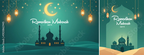 elegant islamic ramadan celebration background, Ramadhan kareem background for banner & social media template	