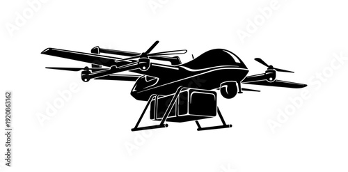 Modern Drone Vector Silhouette Illustration