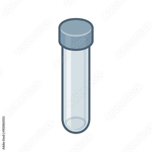 Clear laboratory test tube with a secure cap, designed for scientific experiments, medical sample collection, and chemical analysis, essential equipment for research and educational settings