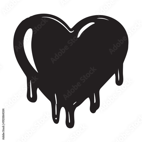 Edgy collection of black hearts that appear to be melting or dripping, creating a gothic, graffiti, or liquid ink effect.